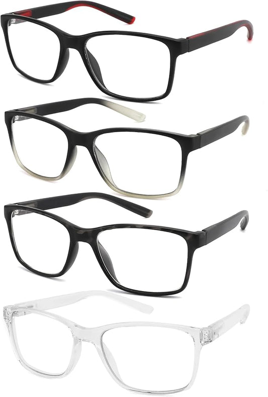 Blue Light Blocking Reading Glasses for Men,4 Pack Stylish Computer 2.25 Readers with Spring Hinges,Anti Glare/Eye Strain Filter UV Ray Magnigying Reader Eyeglasses,+2.25 Magnification Strength