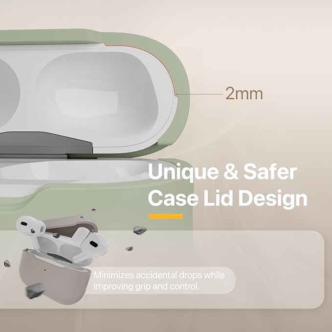 MAGEASY Designed for AirPods Pro 2 Case - Shockproof Protective Case for AirPods Pro & Pro 2, Stain-Resistant, Smooth & Skin-Friendly, Support Wireless Charging - Skin (Desert Green)