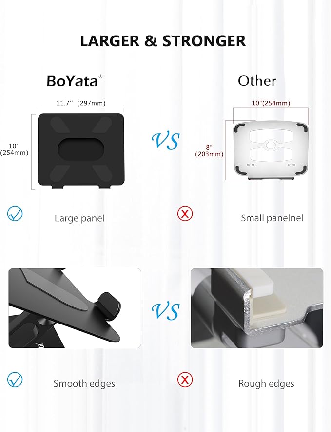 BoYata Laptop Stand, Laptop Holder, Multi-Angle Stand with Heat-Vent, Adjustable Notebook Stand for Laptop up to 17 inches, Compatible for MacBook Pro/Air, Surface Laptop, and so on (Black)