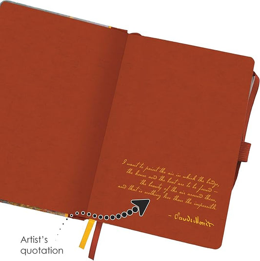 RainCaper Vegan Leather Journal Notebook, 160 Dot-Grid Pages, 5.7 inches x 8 inches, Journal - Monet Red Boats
