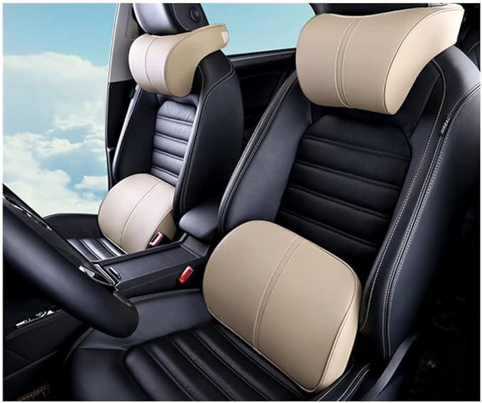 ZHONGLI Memory Foam Lumbar Support Pillow-Middle/Lower Back Support Cushion-Used for car Seats, Office Chairs, recliners, etc. (Beige)