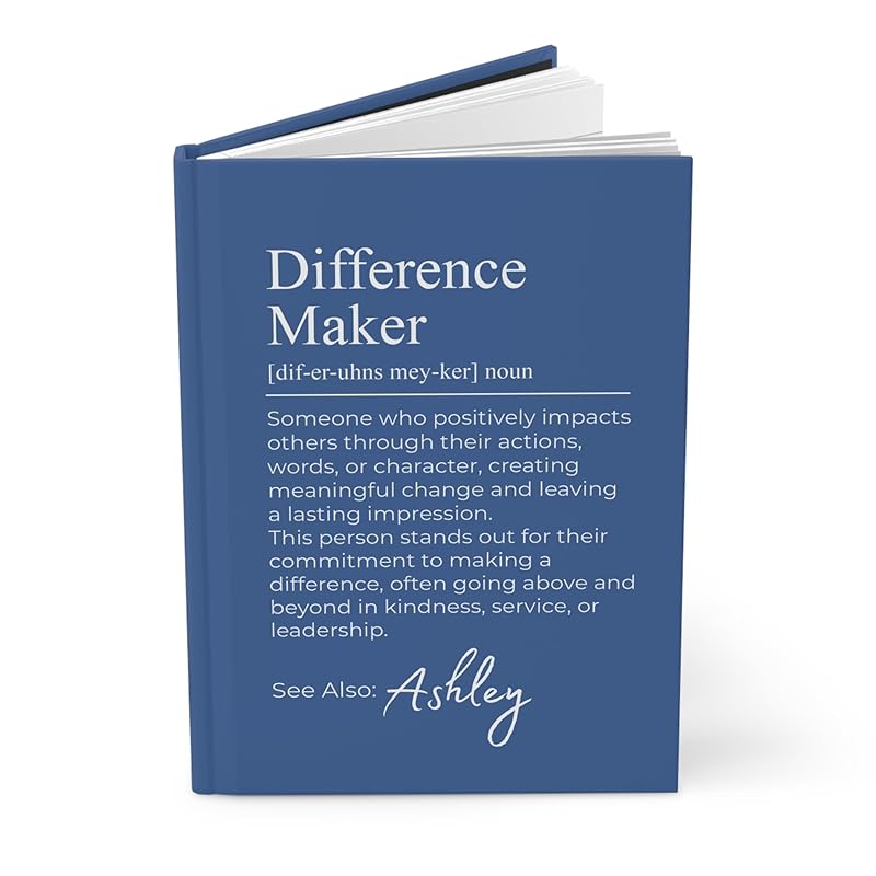 Hilis Personalized Difference Maker Journal, Coworker Gifts for Women or Men, A5 Lined Notebook, Thank You Gift for Social Worker Boss Mentor Teacher Appreciation Retirement D77