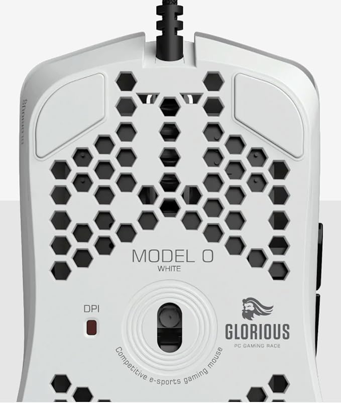 Glorious Model O Wired Gaming Mouse 67g Superlight Honeycomb Design, RGB, Pixart 3360 Sensor, Omron Switches, Ambidextrous - Matte White