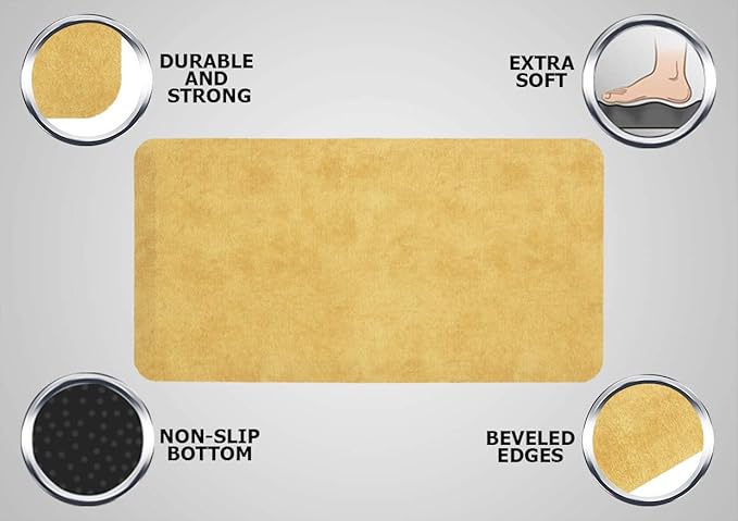 Mabel Home Anti Fatigue Floor Mat- 3 Size(20x32 & 20x39 & 24x70),16 Colors - Standing Desk Mat-Kitchen Floor Mat-Stain ResistantHome Non-Slip Bottom, Extra Soft (Yellow, 24" x 70")