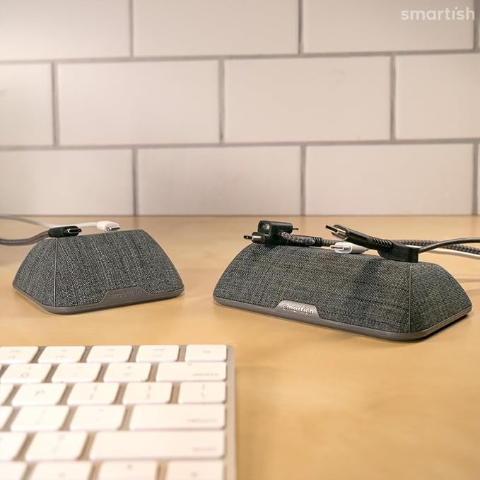 Smartish® Magnetic Cord Holder - Bigger Cable Wrangler Organizer with Magnet Clips for Charger Management on Desktop, Nightstand, or Side Table - Holds 6+ Cables - Snow Day White