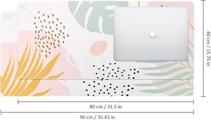 iCasso Desk Pad,Extended Gaming Mouse Pad (35.4x15.7 in), Large Non-Slip Rubber Base Mousepad with Stitched Edges, Waterproof Keyboard Mouse Mat Desk Pad for Work, Office, Home (Morandi)