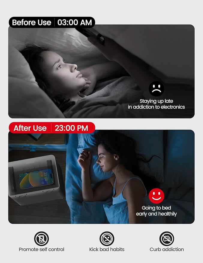 Vaydeer Metal Time Lock Box, Phone Lockbox with Timer, iPad Safe Container, Self-Control Locker with USB-C Charge,Electronic Device Timed Release Jail for Cellphone/Tablet/Medicine/Snack/Alcohol-Large