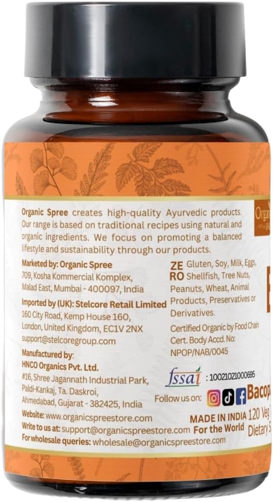 Brahmi 120 Tablets – USDA Organic Bacopa Monnieri Supplement – Supports Focus, Calm & Memory – Herbal Nootropic* - Pack of 3