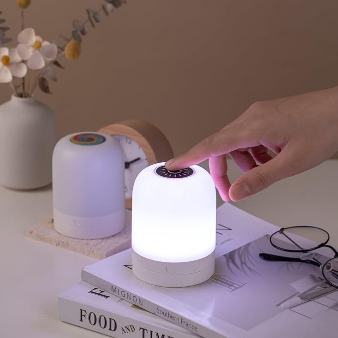 ELITUN Nursery Night Light for Kids,13 Colors RGB Dimmable Small Lamp,Portable Stepless Dimming Small Touch Lamp for Bedroom, Color Changing LED Touch Light