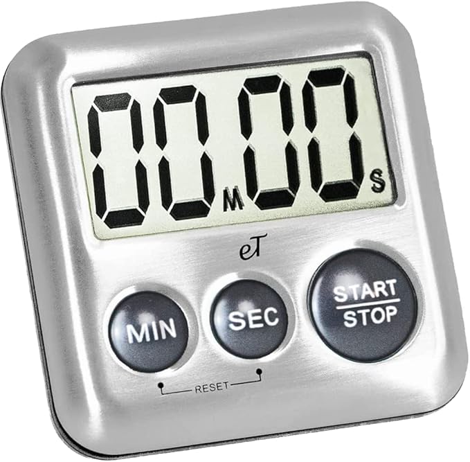 Elegant Digital Kitchen Timer Stainless Steel - Variety 8 Pack - Strong Magnet - Loud Alarm - Large Display - Auto Memory - Auto Shut-Off - (2 Each Silver, Lime, Plumberry, Charcoal 8-Pack)