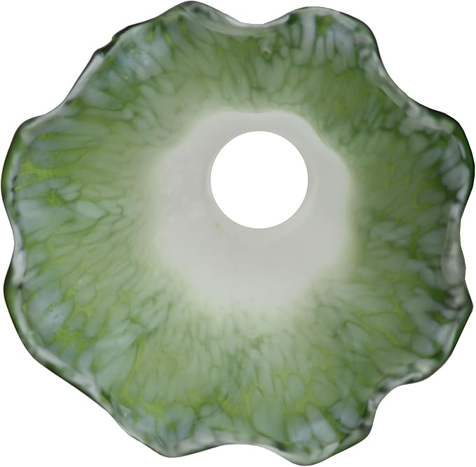 Bieye LS05S Lily Flower Blown Glass Lampshade (White Green, Opening I.D. 0.87" x O.D. 1")