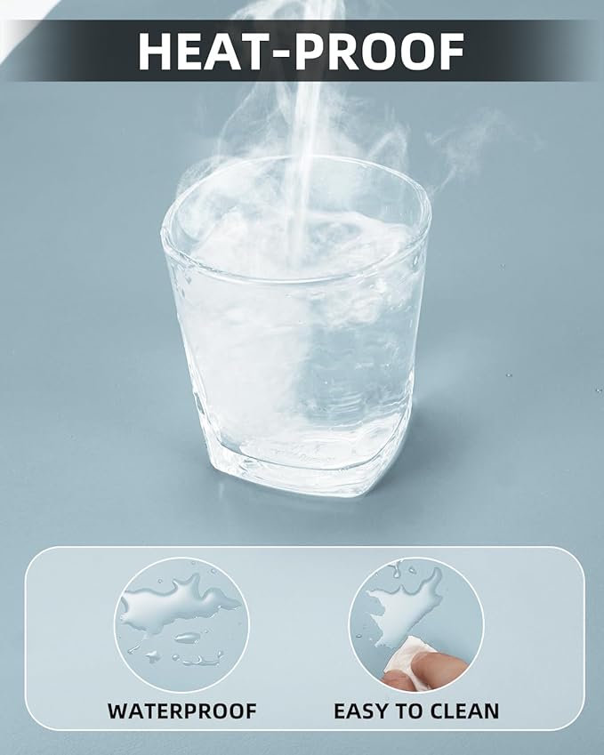 Non-Slip Desk mat,PULeather Desk Pad Protector, Office Desk Mat, Large Mouse Pad,Desk Blotter, Laptop Desk Pad, Waterproof Desk Writing Pad for Office and Home (Light Blue, 35.4" x 17")