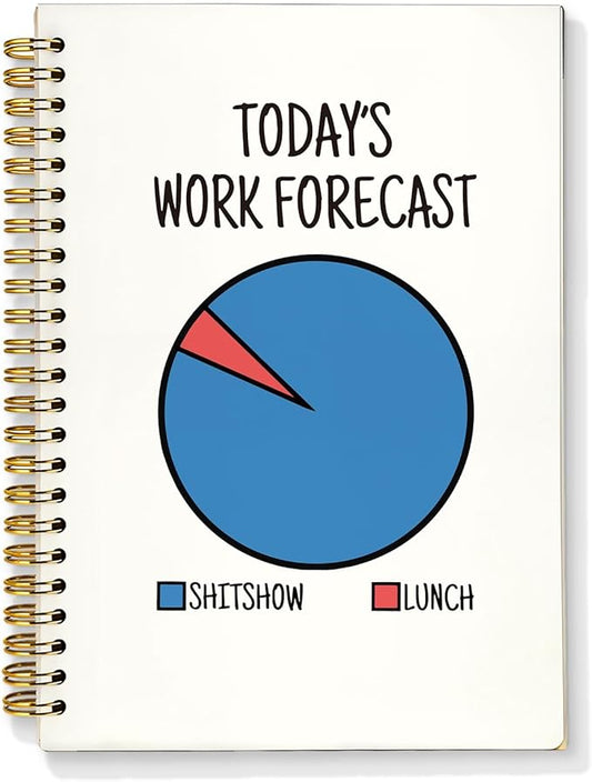Funny Work Notebooks for Note Taking, Working Journal Notebook for Women Men Coworkers, Funny Office Supplies, Today's Work Forecast Hardcover Spiral Notebooks 5.5x8.3 Inch
