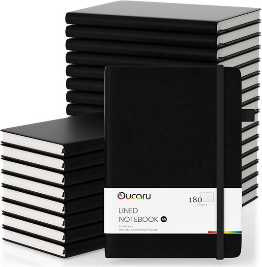 Oucaru Lined Journal Notebook, 24 Pack, 180 Pages, A5 Journals for Writing, 100 GSM Thick Paper, Small Notebooks Daily Journal for Women Men Work, Business, School, Travel Supplies
