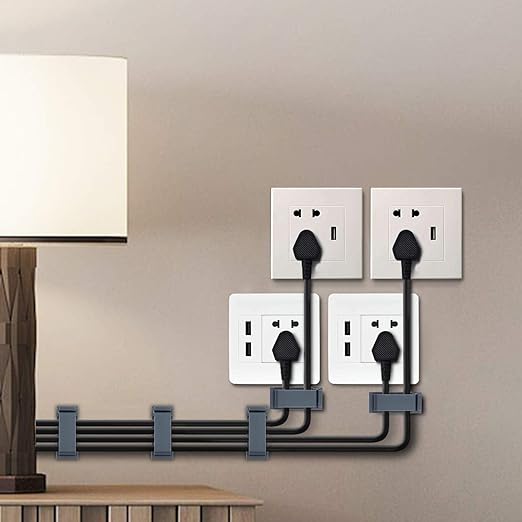 SOULWIT 50Pcs Self Adhesive Cable Management Clips, Cable Organizers Wire Clips Cord Holder for TV PC Ethernet Cable Under Desk Home Office (Grey)