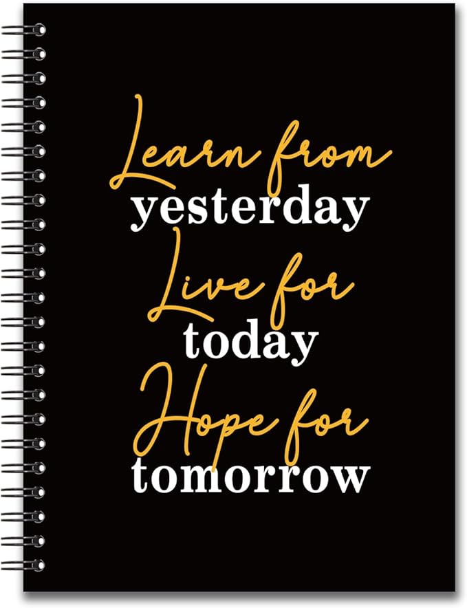 YAZMEEN Inspirational Blank Spiral Notebook（160 Pages） Learn from Yesterday Live for Today Hope for Tomorrow Hardcover Notebook Journal Funny Encouragement Gift for Teen Teacher Student Friend Family