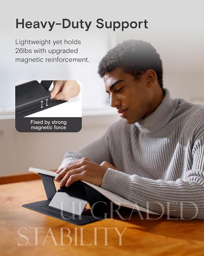 MOFT Invisible Laptop Stand for Desk, Stick-Free Tablet and Computer Stand with Dual-Angle, Foldable&Portable Laptop Riser Holder, Fits 13"+ Tablets & 15"+ Laptops, Space Gray (Non-Adhesive Version)