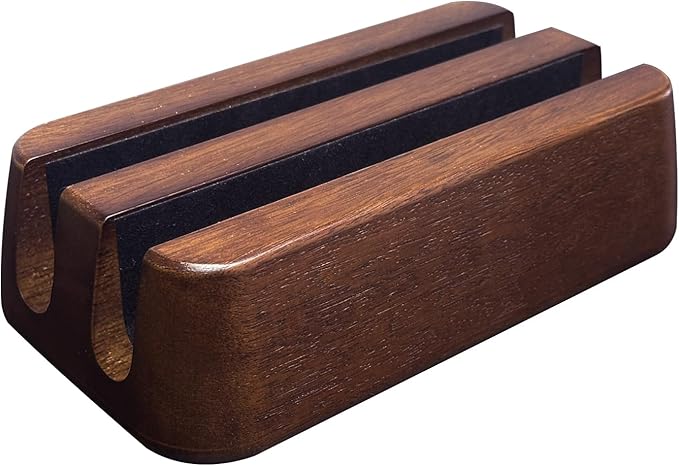 Vertical Laptop Stand, Dual Slot Wood Laptop Holder for Desk, 0.7" Width Fits All MacBook/Surface pro