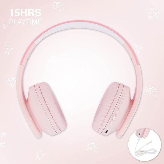 PowerLocus Bluetooth Headphones for Kids, Wireless Foldable Headphones Over Ear, Headphone with Microphone, 85DB Volume Limit, Wireless and Wired Headset with Micro SD, FM for Cellphones, Tablets, PC