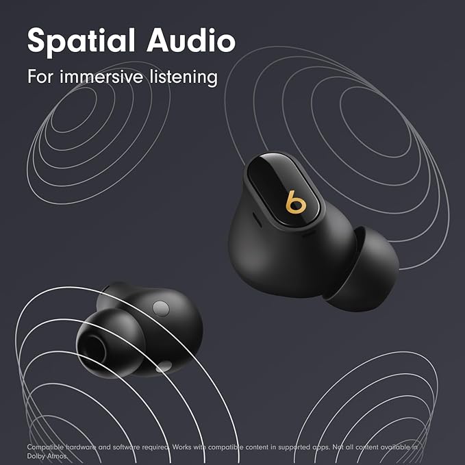 Beats Studio Buds + | True Wireless Noise Cancelling Earbuds, Enhanced Apple & Android Compatibility, Built-in Microphone, Sweat Resistant Bluetooth Headphones, Spatial Audio - Black/Gold