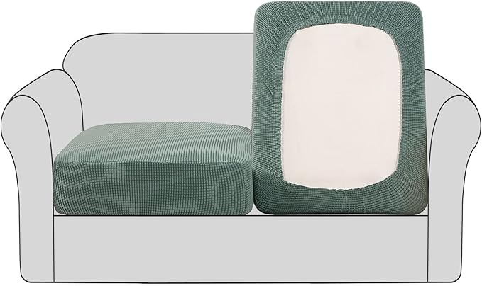 H.VERSAILTEX High Stretch Couch Cushion Covers,Chair Sofa Seat Slipcovers Couch Cushion Cover Stretch Furniture Protector for Kids, Pets(2 Packs Cushion Loveseat Covers, Sage)