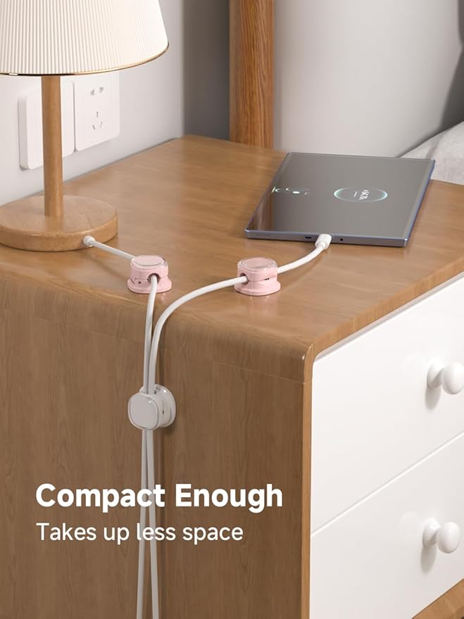 Magnetic Cable Clips, Adjustable Cord Holder Management, Adhesive Wire Keeper Organizer for Home Office Desk Phone PC Car Wall Desktop Nightstand Appliance (9-PCS White & Purple)