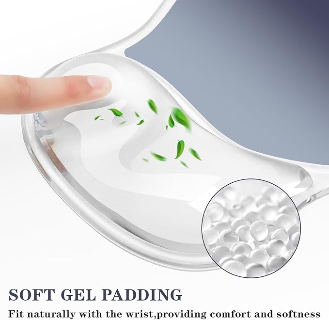 Mouse Pad with Wrist Rest,Ergonomic Mouse Pad with Comfortable Gel Wrist Rest Support and Non-Slip PU Base for Easy Typing Pain Relief, Durable and Washable (Transparent Black Gradient)