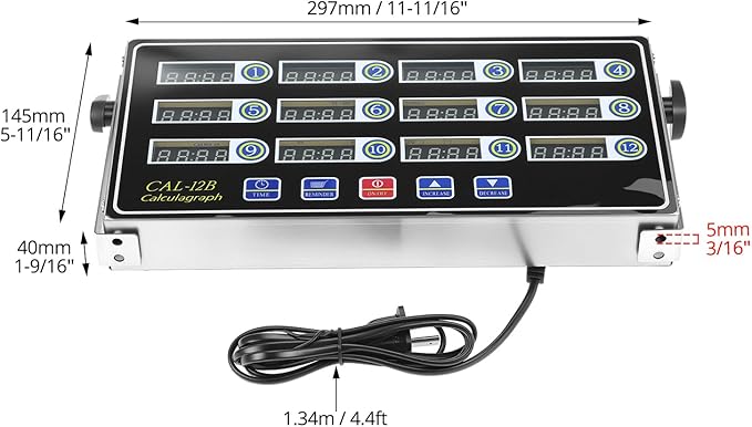QWORK 12 Channel Multi-Timer Kitchen Clock, LED Digital Cooking Timer, Loud Alarm