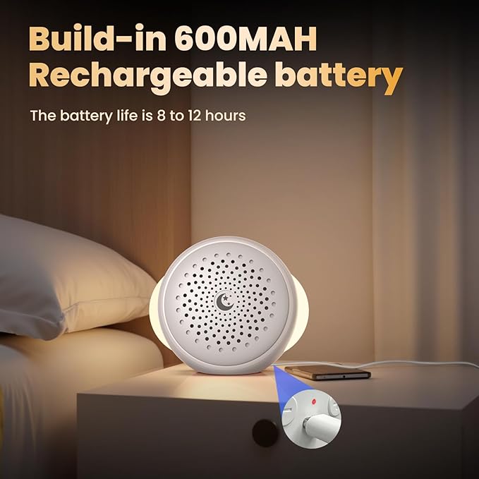 Portable White Noise Machine with Rechargeable Battery, 27 Soothing Sounds & Night Light, Sleep Soother for Baby Adults, 24H Playtime, Compact Travel Sound Machine for Home Office Nursery