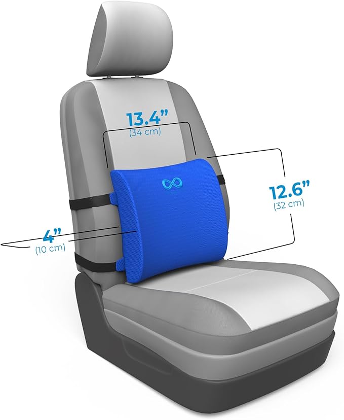 Everlasting Comfort Lumbar Support Cushion for Car Seat - Memory Foam Back Cover for Car - Lumbar Support Promotes Better Posture, Back Pain Relief - Ideal for Driving
