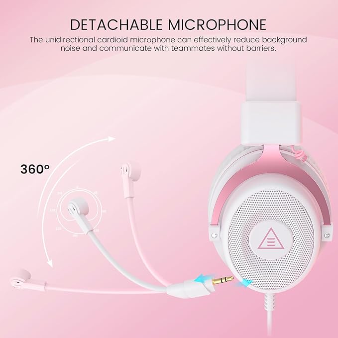 EKSA E900 Headset with Microphone for PC, PS4,PS5, Xbox - Detachable Noise Canceling Mic, 3D Surround Sound, Wired Headphone for Gaming, Computer, Laptop, 3.5MM Jack