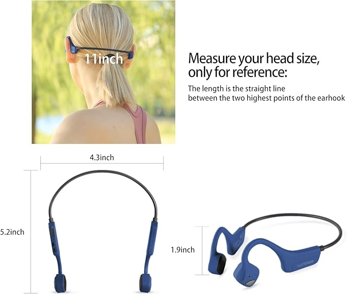 Bone Conduction Headphones Bluetooth Wireless Sport Earphones Built-in Mic Multipoint Connection Sweatproof Open Ear Headset for Running Cycling Driving Workouts