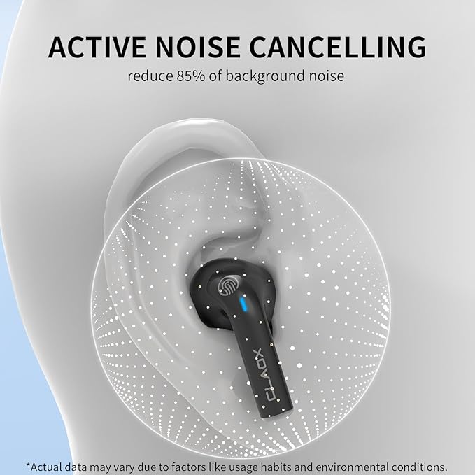 Flash Wireless Earbuds, Active Noise Cancelling, Bluetooth Earbuds with Microphone, RGB Light Charging Case, IPX6 Waterproof, USB-C Fast Charge, 80Hrs Battery Life, for Gaming Sport & Work