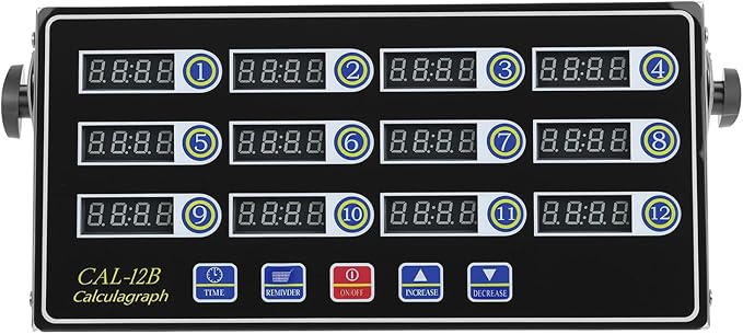 QWORK 12 Channel Multi-Timer Kitchen Clock, LED Digital Cooking Timer, Loud Alarm