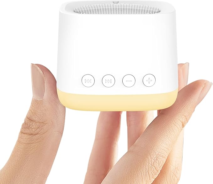 Portable Sound Machine for Sleep, White Noise Sound Machine for Travel with Night Light, Long-Lasting Power Mini Noise Machine with 16 Soothing Sounds,Memory,Timer for Adults Baby Office Privacy,Hotel