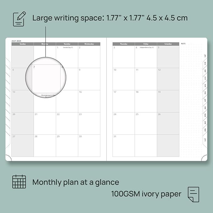 POPRUN Planner 2025-2026, (Large 8.5'' x 10.5'' Hard Cover) Academic Calendar (July 25-June 26) Daily Weekly and Monthly Appointment Book with Hourly Time Slots, Monthly Tabs, 100 GSM - Violet