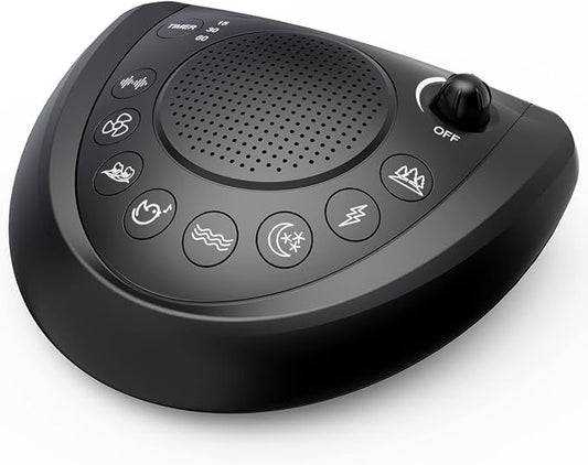 White Noise Machine, Portable Sleep Sound Machine with 24 Soothing Sounds, Timer & Memory Function, Headphone Jack, USB Charging, Powered by AC or Battery for Baby, Kids, Adults, Travel