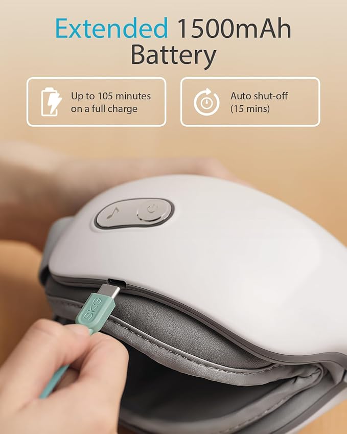 SKG Heated Eye Massager, Portable Eye Mask for Relax & Eye Strain Relief, Bluetooth Massaging Eye Massager Ideal for Mom, Dad, Women, Men