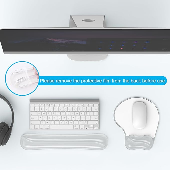 Gel Mouse pad & Keyboard Wrist Rest Set, Ergonomic Keyboard and Mousepad with Wrist Support, Keyboards Wrist Rest, Computer Keyboards Pad, Cooling Gel Clear