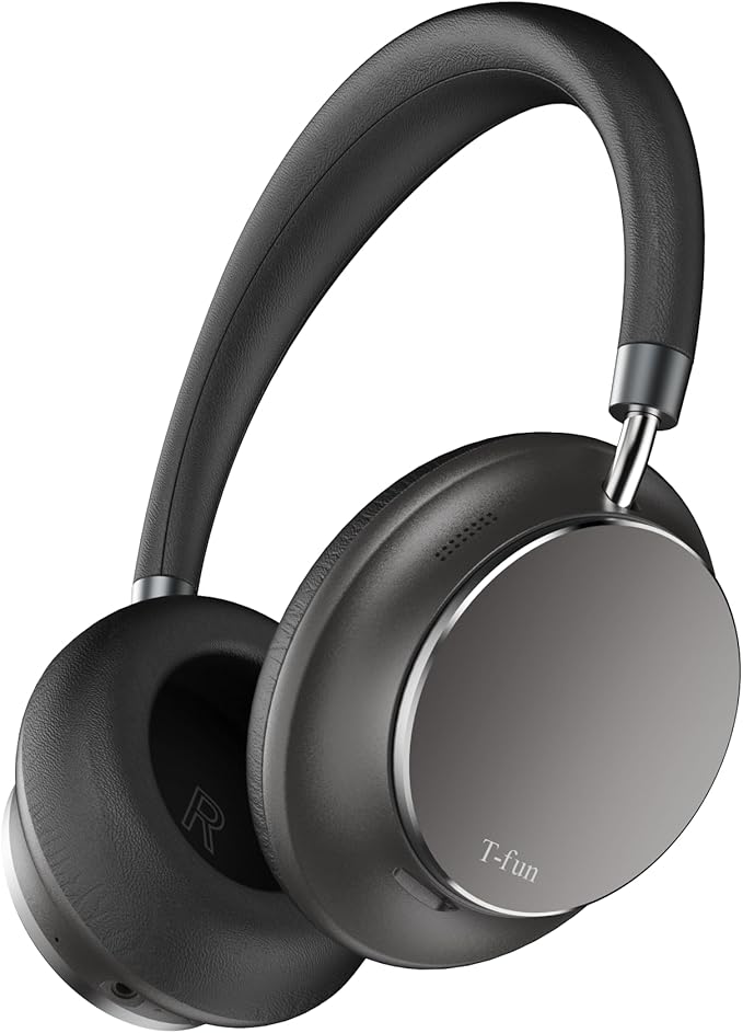 T-fun NC35 Hybrid Active Noise Cancelling Headphones, 360° Spatial Audio with Head Tracking, Over Ear Headphones Wireless Bluetooth 5.3, 55H ANC Playtime, Deep Bass, Custom EQ via App, for Travel Home