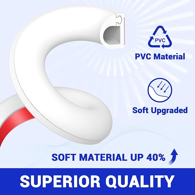 Flexible Cable Concealer for 78in Wall Mounted TV, Self-Adhesive Cord Hider - W0.59inxH0.39in, White