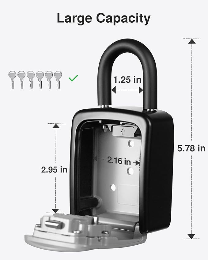 Puroma Key Lock Box, 4-Digit Combination Key Storage Lockbox, Portable Wall Mounted Security Lockbox with Code for Home, Flats, Realtors Garage Spare Keys (2 Pack, Grey)