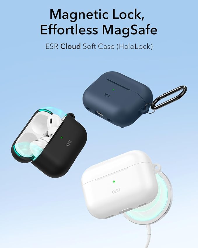ESR for AirPods Pro 2 Case, Compatible with Airpods Pro 2nd Generation Case (2023/2022/2019), Compatible with MagSafe, Magnetic Lid Lock, Full Drop Protection, Blue