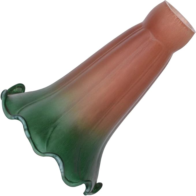 Bieye LS103S Lily Flower Blown Glass Lampshade (Amber Green, Opening I.D. 0.87" x O.D. 1")