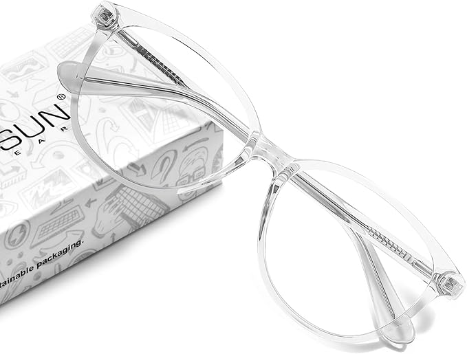 MEETSUN Blue Light Blocking Glasses for Women Cat Eye Blue Light Glasses TR Frame Anti Eyestrain UV Glare Computer Gaming Eyeglasses(Clear Frame)