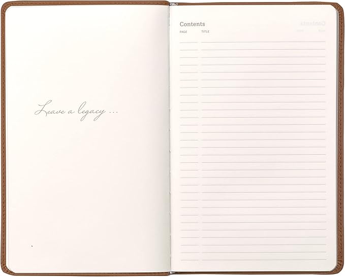 Classic Leather Notebook Writing Journal, Softcover, Narrow Ruled, Table of Contents and Numbered Pages
