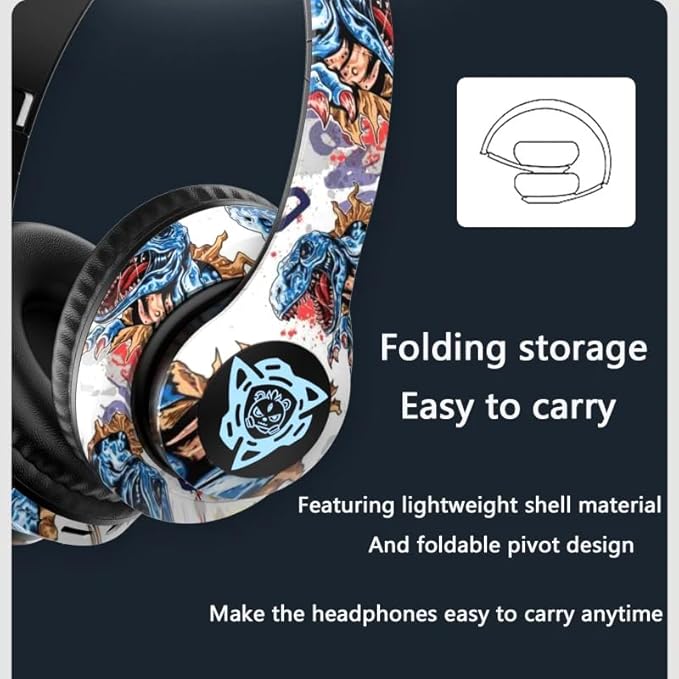 Graffiti Style Over-Ear Headphones - Wireless Bluetooth 5.0, Hi-Fi Stereo Sound, Comfortable Soft Earpads, 30-Hour Playtime, Built-in Mic for Hands-Free Calls (C)