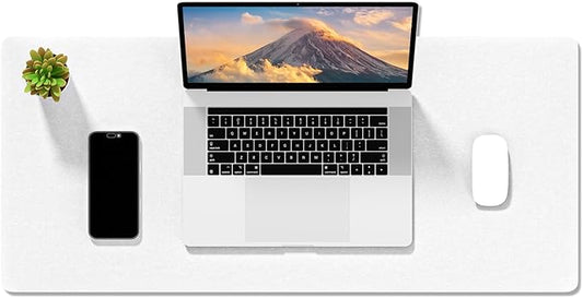 Auhoahsil Felt Desk Mat, Minimalist Large Mouse Pad XL 31.5 x 11.8 in, Desk Matt for Desktop, Keyboard, Laptop, Computer, Office, Work from Home, Gaming, White
