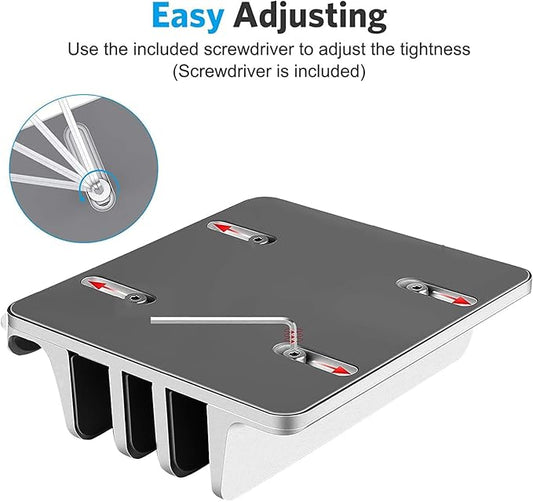 Vertical Laptop Stand [Updated Version],3-Slot Space-Saving Aluminum Desktop Stand Holder with Adjustable Dock Size Compatible for All MacBook/HP/Dell/Surface/Samsung/Chrome Book(Silver)