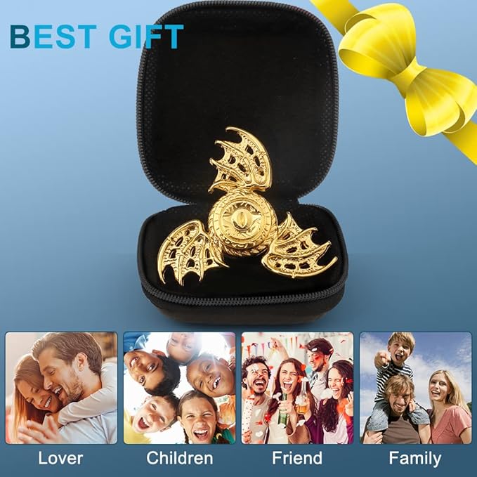 Dragon Fidget Spinner Toys for Kids Adults, Phoenix Fidgit Spinner Desk Toy Metal, Cool Metal Fidget Toys Spin Fidgets Hand Finger Spinners Toy Focus Fidgeting Tri Spinner Novelty Gift Prize 2 Pack